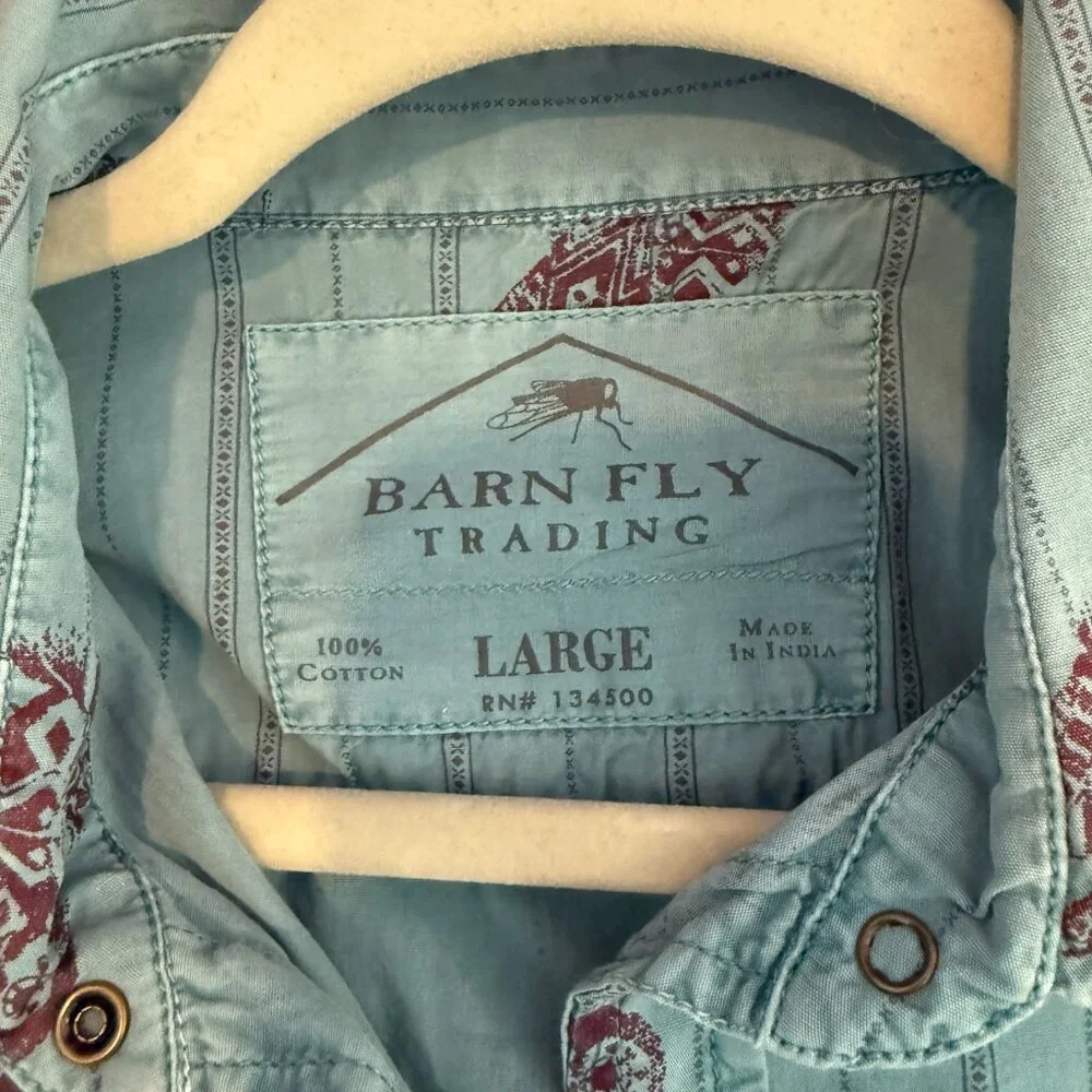 Barn Fly Own Themed Snap Button Shirt - Large - Picture 6 of 11
